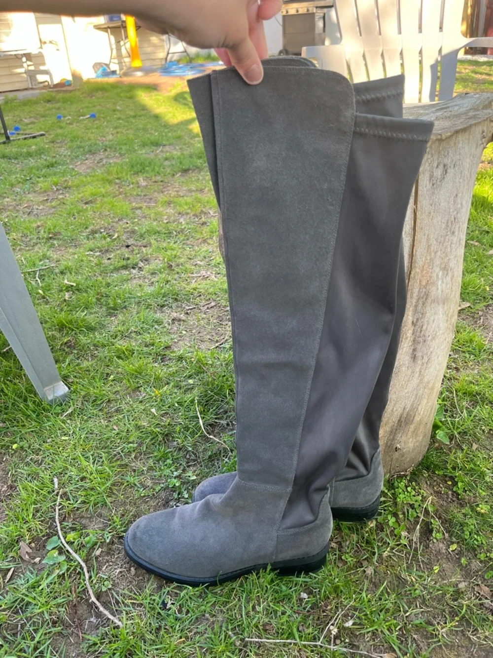 Blondo Ellie Waterproof Knee High Riding Boots Gray Size 7.5